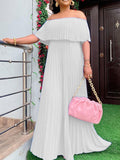 themeisles Wrap Pleated Solid Color Off-The-Shoulder Evening Dresses