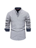 themeisles Slim Lapel Single-breasted Shirt Men's Casual Versatile Fashion Solid Color Colorblocking Long-sleeved Tops Men's Cardigan
