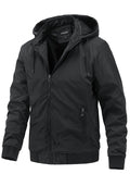 themeisles Men's Spring and Autumn Removable Hooded Jacket Casual Sports Thin Cotton Solid Color Coat Trend Men's Clothing