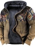themeisles Men's Fleece Jacket Full Zip Hoodie Fleece Hoodie Sherpa Jacket Denim Blue Blue Yellow Camel Orange Hooded Tribal Graphic Prints Zipper Print Casual Daily Sports 3D Print Fleece Basic Designer Casual