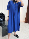 themeisles Original Solid Round-Neck Shirt Dress