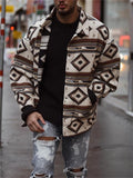 themeisles Men's Lapel Fashionable Printed Jacket