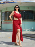 themeisles Plus Size Cutout Scoop Neck Sleeveless Dress