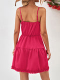 themeisles Solid Color Falbala Sleeveless Loose Spaghetti-Neck Mini Dresses