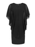 themeisles Split-Joint Solid Color See-Through Gauze Loose Half Sleeves Mini Dresses
