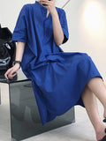 themeisles Original Solid Round-Neck Shirt Dress