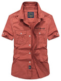 themeisles Men's Shirt Button Up Shirt Casual Shirt Summer Shirt Beach Shirt White Navy Blue khaki Army Green Short Sleeve Plain Lapel Daily Vacation Embroidered Clothing Apparel Fashion Casual Comfortable