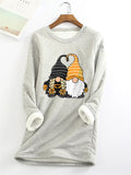 themeisles Women's Christmas Sweatshirt Pullover Active Pullover Sherpa Fleece Blue Pink Yellow Graphic Christmas Round Neck Long Sleeve Fleece S M L XL 2XL 3XL / Fleece lined