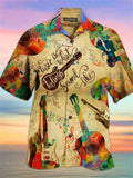 themeisles Men's Shirt Summer Hawaiian Shirt Graphic Prints Notes Cuban Collar Black Yellow Black / Red Wine Red Casual Holiday Short Sleeve Button-Down Print Clothing Apparel Sports Fashion Streetwear Designer