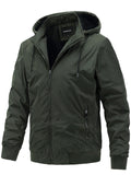 themeisles Men's Spring and Autumn Removable Hooded Jacket Casual Sports Thin Cotton Solid Color Coat Trend Men's Clothing