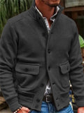 themeisles New Jacket Men's Stand-up Collar Solid Color Casual Top Slim Type Single-breasted Jacket Commuter Wind Jacket