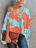 themeisles Summer Hanging Neck Bat Sleeve Printed Shirt Ladies Shirt Women