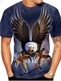 themeisles Men's T Shirt Eagle Animal Crew Neck Short Sleeve Street Print Tops Sportswear Casual Fashion Comfortable Blue Summer Spring Graphic Tees