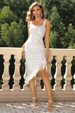themeisles Fringed Asymmetrical Hem Dress