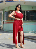 themeisles Plus Size Cutout Scoop Neck Sleeveless Dress