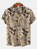 themeisles Men's Floral Short-sleeved Shirt Youth Men's Men's Shirts Spring and Summer New Short-sleeved Loose Type Lapel Shirt