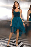 themeisles Sequin Spaghetti Strap High-Low Dress