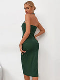 themeisles Ribbed Halter Neck Wrap Dress