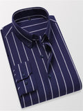 themeisles Spring and Summer New Long-sleeved Shirt Men's Jacket Striped Shirt Slim Non-iron Casual Korean Version M-5XL