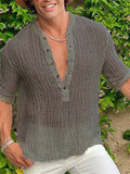 themeisles Summer New Personalized Street Men's Round Neck Tops Street Fashion Casual Loose Type Breathable Linen T-shirt Hot Models