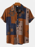 themeisles Men's Floral Short-sleeved Shirt Youth Men's Men's Shirts Spring and Summer New Short-sleeved Loose Type Lapel Shirt