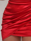 themeisles Ruched Spaghetti strap Wrap Dress