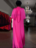 themeisles Solid Color Loose Long Sleeves High-neck Maxi Dresses