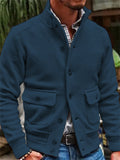 themeisles New Jacket Men's Stand-up Collar Solid Color Casual Top Slim Type Single-breasted Jacket Commuter Wind Jacket