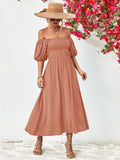 themeisles Off-Shoulder Balloon Sleeve Midi Dress