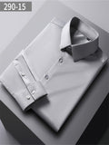 themeisles Men's Long-sleeved Mulberry Silk Solid Color Long-sleeved Work Shirt Business Professional Slim Shirt Business Formal Wear