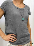 themeisles Explosive Solid Color Slim Type Women's Fresh Sweet Round Neck T-shirt Cotton Double Crepe Fashion T-shirt Tops