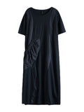 themeisles Simple Casual Solid Color Split-Joint Midi Dress