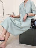 themeisles Original Solid Round-Neck Shirt Dress