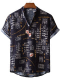 themeisles Solid Color Casual Sports Loose Short-sleeved Shirt Bottoming Shirt Beach Vacation Printed Shirt Men's Pullover Stand-up Collar Shirt