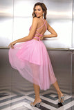 themeisles Sequin Spaghetti Strap High-Low Dress