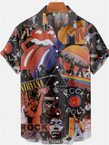themeisles Men's Fashion Trends 3D Digital Printing Shirt Short-sleeved Shirt Summer Printing Cardigan Shirt Beach Shirt Short-sleeved