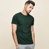 themeisles Summer New  Cool T-shirt Short Sleeve Men Fashion Solid Elastic Tshirts Basic O-neck White Running Top Slim