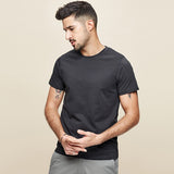 themeisles Summer New  Cool T-shirt Short Sleeve Men Fashion Solid Elastic Tshirts Basic O-neck White Running Top Slim