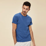 themeisles Summer New  Cool T-shirt Short Sleeve Men Fashion Solid Elastic Tshirts Basic O-neck White Running Top Slim