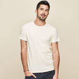 themeisles Summer New  Cool T-shirt Short Sleeve Men Fashion Solid Elastic Tshirts Basic O-neck White Running Top Slim