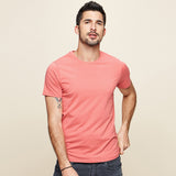 themeisles Summer New  Cool T-shirt Short Sleeve Men Fashion Solid Elastic Tshirts Basic O-neck White Running Top Slim