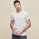 themeisles Summer New  Cool T-shirt Short Sleeve Men Fashion Solid Elastic Tshirts Basic O-neck White Running Top Slim