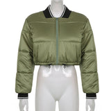 Themeisles Popular Contrast Color Zipper Down Coat Women F482