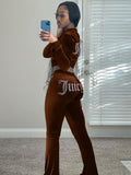 Themeisles Popular Velvet Letter Rhinestone Two Piece Sets