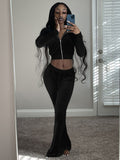 Themeisles Popular Velvet Letter Rhinestone Two Piece Sets