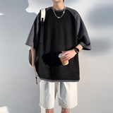 themeisles Summer New Baggy Short Sleeved Suede Men's T-shirt  Versatile Color Matching Casual Tshirt Tops Male Trend Y2k Tees