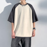 themeisles Summer New Baggy Short Sleeved Suede Men's T-shirt  Versatile Color Matching Casual Tshirt Tops Male Trend Y2k Tees