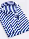 themeisles Men's Shirt Dress Shirt Striped Collar Black Blue Red Navy Blue Light Blue Work Daily Long Sleeve Clothing Apparel Formal Casual Slim Fit / Machine wash