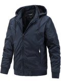 themeisles Men's Spring and Autumn Removable Hooded Jacket Casual Sports Thin Cotton Solid Color Coat Trend Men's Clothing