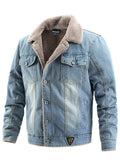 themeisles Men's Cowboy Lapel Slim-type Jacket Fall and Winter Jacket Padded Casual Men's Fashion Trend Coat Jacket